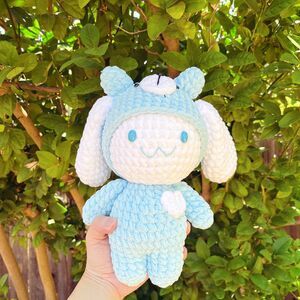 Handmade Cinnamoroll Crochet Plush | Large Soft Amigurumi Blue Bunny Doll Cinna